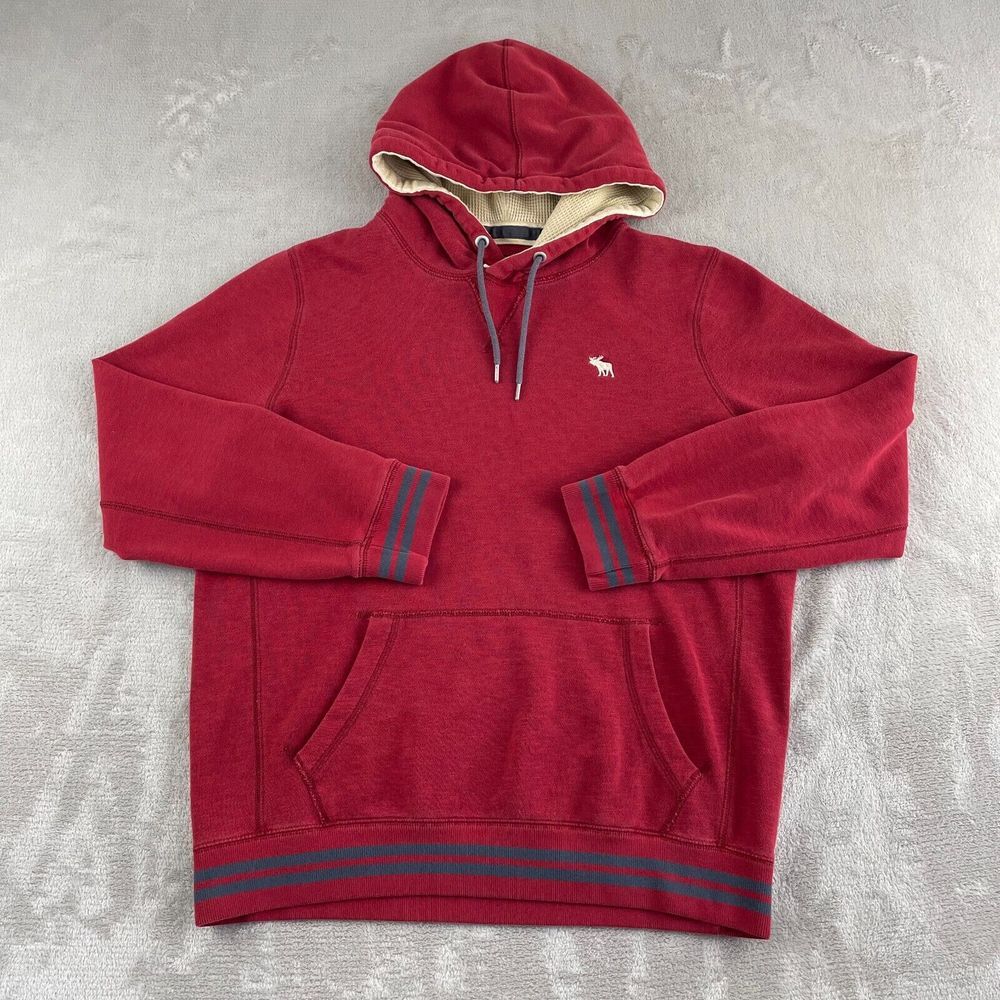Vintage Abercrombie‎ & Fitch Hoodie Men Small Red Logo Pullover Grunge Y2K